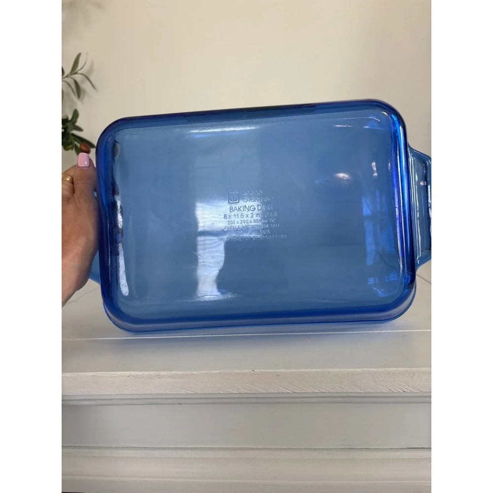 Vintage 80's Anchor Hocking Cobalt Blue Glass Baking Dish Birdhouse 2qt 8x11.5in